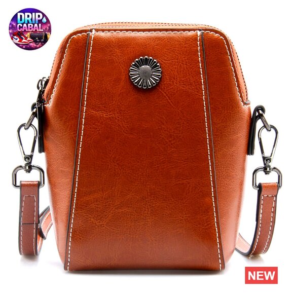 Leather Cross Body Bag Four Zipper Small Travel Purse  Genuine Leather Crossbody Bag Small Chic Minimal Adjustable Strap Zipper Closure
